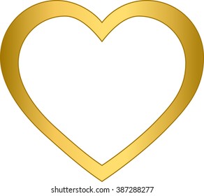 frame in the shape of a heart, metal, gold, vector