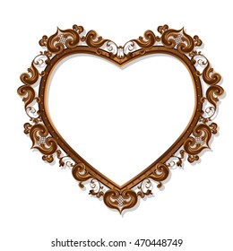 frame in the shape of heart with shadow on white background