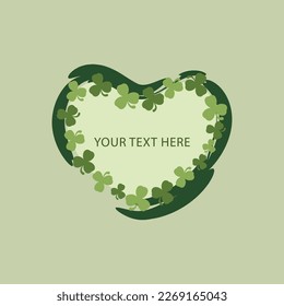 Frame of shape heart for St. Patrick's Day with shamrock Vector illustration
 
