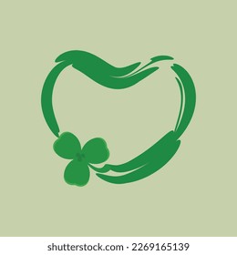 Frame of shape heart for St. Patrick's Day with shamrock Vector illustration

