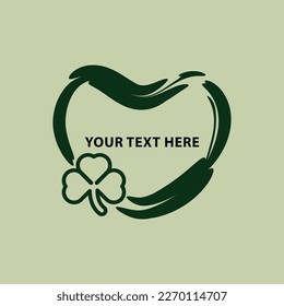 Frame of shape heart for St. Patrick's Day with shamrock Vector illustration
