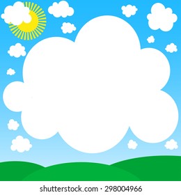 frame in the shape of a large cloud of vector sunny day field landscape