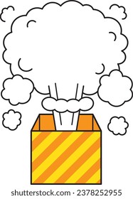 Frame in the shape of smoke flying out of a box