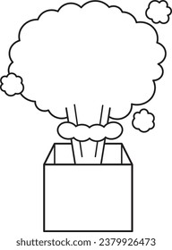 Frame in the shape of smoke flying out of a box
