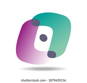 Frame in shape of translucent brackets in green and violet