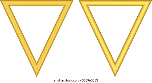 frame in the shape of a triangle, the metal gold, two frames, vector