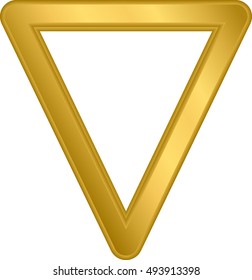 frame in the shape of a triangle, the metal gold, vector