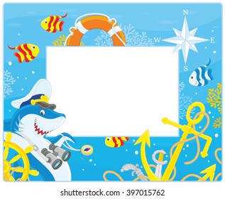 Frame with a shark captain