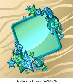 frame with shells and starfishes
