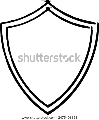 Frame shield texture element, outline border grunge shape icon, decorative doodle for design in vector illustration