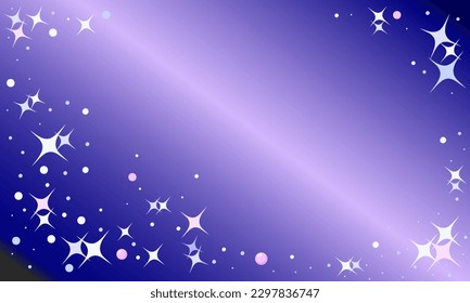 Frame of shining stars on purple blue gradient background. Vector illustration. Copy space.