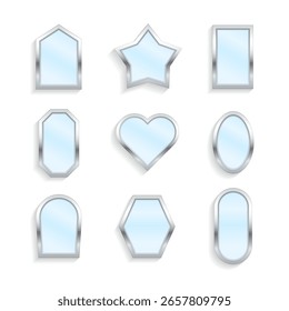 Quadro com superfície refletora brilhante em forma de círculo ou quadrado ideal para espelho realista arte decoração vista cosmética ou símbolo de elegância na web e decoração de interiores


