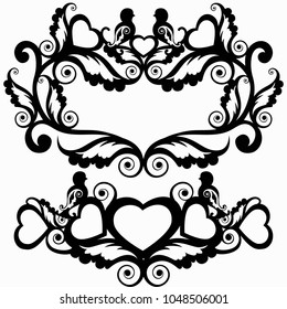 frame with silhouette of birds and pattern