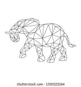 Frame silhouette of an Elephant to color in the polygon style for children and adults