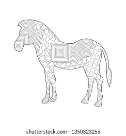 Frame silhouette of a Horse for coloring with colored paints or pencils for children and adults