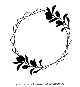 Frame with silhouettes of olive branches. Vector graphics.
