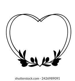 Frame with silhouettes of olive branches. Vector graphics.