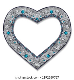 frame silver color with blue topaz on white background svg