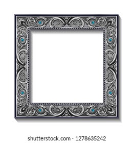frame silver color with shadow on white background