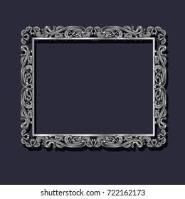 frame silver color with shadow on blue background