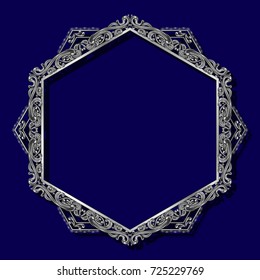 frame silver color with shadow on blue background