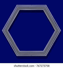 frame silver color with shadow on blue background