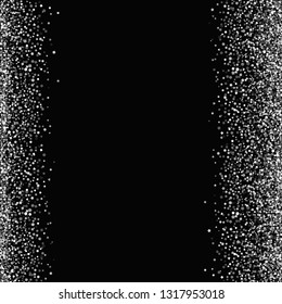 Frame with silver sequins. Right and left. Vector illustration. Dark background.