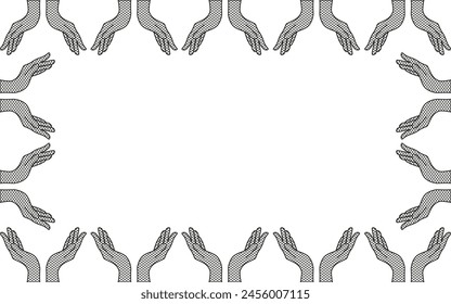 Frame from Simple black Wireframe hand isolated white background. Design Web banner with Abstract Geometrical Shapes and copy space. Artistic Y2K aesthetic can used Web poster template. EPS 10