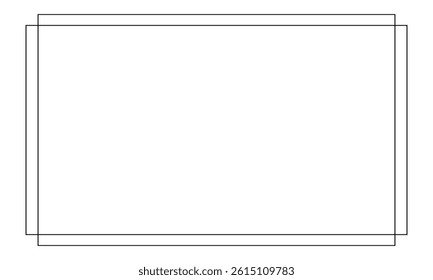 Frame, simple thin line border. Horizontal vintage rectangle photo frame. Slim lines vector illustration isolated on white background. EPS 10