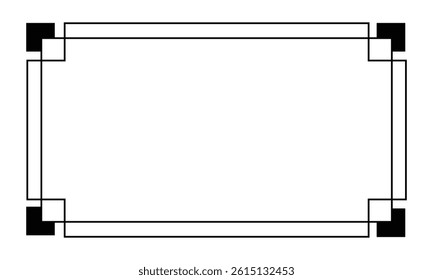 Frame, simple thin line border. Horizontal vintage rectangle photo frame. Slim lines vector illustration isolated on white background. EPS 10
