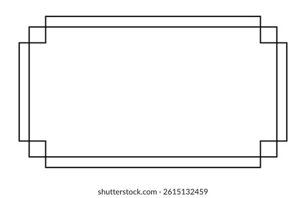 Frame, simple thin line border. Horizontal vintage rectangle photo frame. Slim lines vector illustration isolated on white background. EPS 10