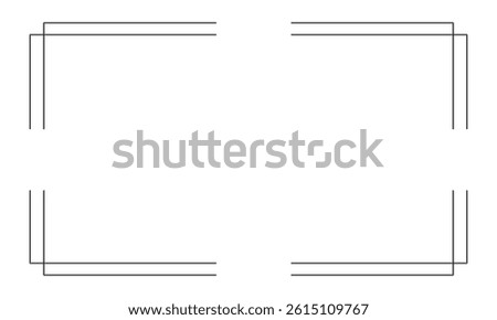 Frame, simple thin line border. Horizontal vintage rectangle photo frame. Slim lines vector illustration isolated on white background. EPS 10