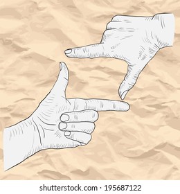 frame of sketch drawing hands, hand drawn vector illustration
