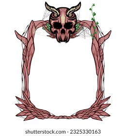 Frame skull root illustration horror design