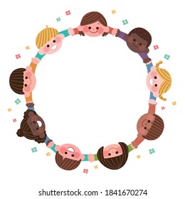 Frame of small children holding hands