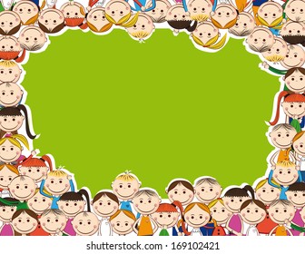 Frame with small and smile boys and girls