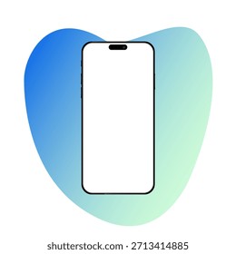 El marco del teléfono inteligente es más Pequeño que la pantalla vacía, posición girada. Ilustración isométrica 3D de un teléfono celular. Perspectiva de presentación del smartphone. Plantilla para infografía o prensa