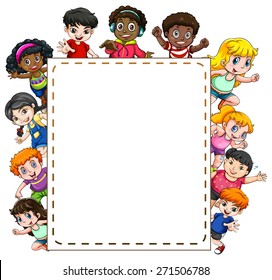 Illustration Kids Holding Paintbrushes Surrounding Blank Stock Vector ...