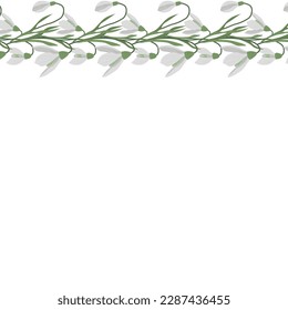 Un marco de nevadas para tu diseño. Primeras flores de primavera. Ilustración vectorial.