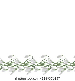 Un marco de nevadas para tu diseño. Primeras flores de primavera. Ilustración vectorial.