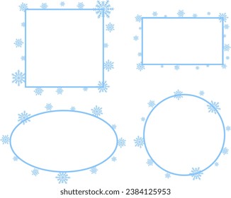 Frame with snowflake collection. Cristmas snowflake  corner frame.. Vector illustration.