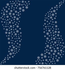 frame of snowflakes. Christmas background. To design posters, postcards, greeting, invitation for the new year. Vector illustration.
