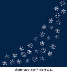 frame of snowflakes. Christmas background. To design posters, postcards, greeting, invitation for the new year. Vector illustration.