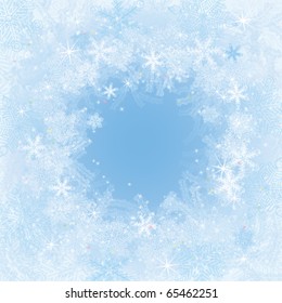 Frame with snowflakes and frosty patterns