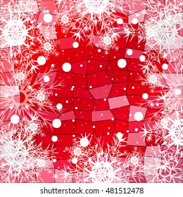 Frame of snowflakes on a red background with a polygonal pattern. vector illustration. graphic arts and design. a series of images for the new year and Christmas