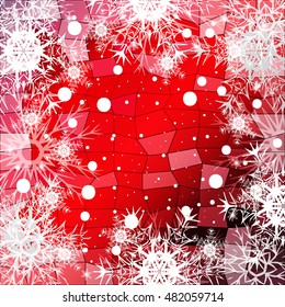 Frame of snowflakes on a red background with a polygonal pattern. vector illustration. graphic arts and design. a series of images for the new year and Christmas