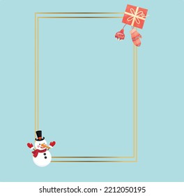 frame of snowman and gift for invitation, merry Christmas 