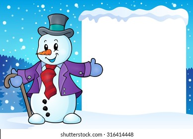 Frame with snowman topic 2 - eps10 vector illustration.