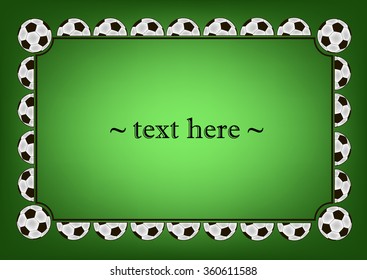 frame with soccer balls on a green background
