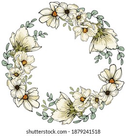 Der Rahmen mit weichen Blumen
